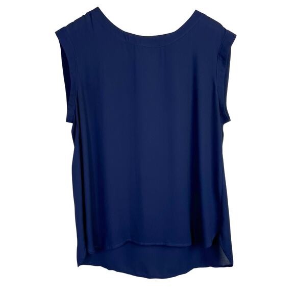 J. Crew Tops - J CREW Sleeveless Blouse Polyester Sheer Panel Solid Blue Relaxed Fit Women 14